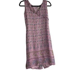 Petite Purple Paisley Floral Silk Ruffle Sleeveless Midi Dress Women Size 6P y2k